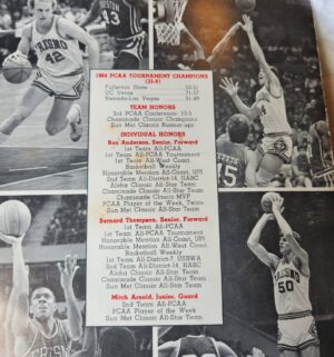 t158- Fresno State 1984 Basketball Awards Banquet Program. Team Signed. Charlie Smith, Boyd Grant. Pins, noise maker - Image 3