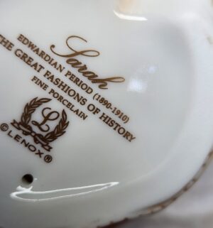 t179- Lenox fine porcelain figurine named Sarah from the Great Fashions of History Collection. - Image 3