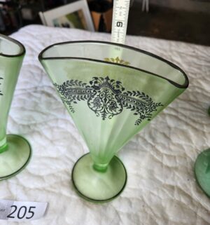 t205- Depression Glass Fan Vase. Silver Rim. Amazing Condition - Image 3