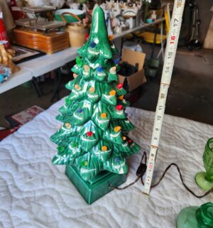 t211- vintage ceramic illuminated Christmas tree. Damaged seen, pictured