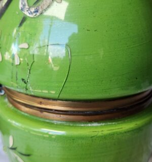 t216- vintage green glass egg-shaped samovar or trinket box set containing a small decanter and matching shot glasses - Image 6