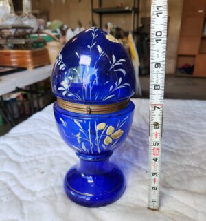 t217- Bohemian cobalt blue glass decanter set from Czechoslovakia