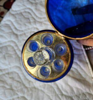 t217- Bohemian cobalt blue glass decanter set from Czechoslovakia - Image 3