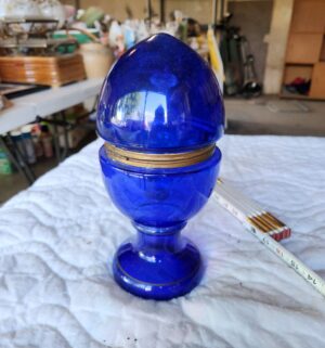 t217- Bohemian cobalt blue glass decanter set from Czechoslovakia - Image 4