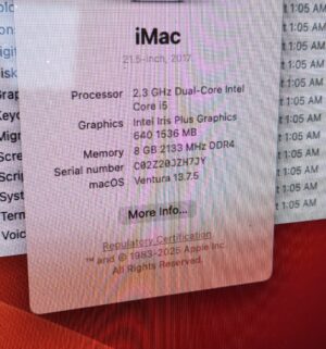 t221- iMac 21.5-inch 2017 Model. 2.3 GHz Dual Core Intel i5. 8GB Memory. Unlocked with password. Ready to use. - Image 3