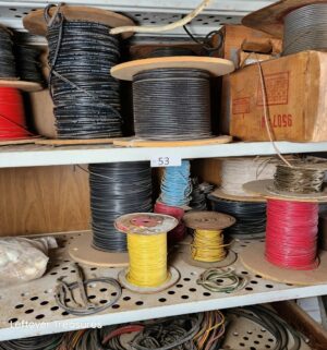 u53- All spools of cable wire on shelves