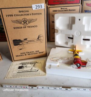 u293- 1998 Wings of Texaco Special Collectors Edition diecast metal coin bank featuring the 1930 Travel Air Model R Mystery Ship