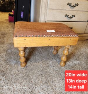 v92- vintage wood footstool ottoman