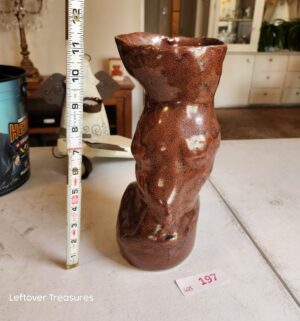 v197- handmade brown glazed ceramic vase