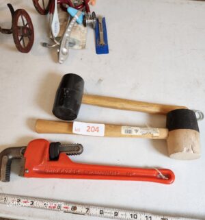 v204- pipe wrenches mallets