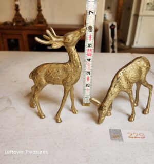 v229- vintage brass deer figurines