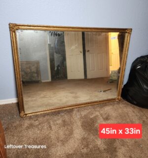 w10- large vintage wall mirror with an ornate gold-finished wooden frame