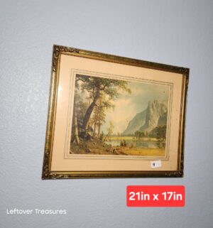w9- vintage framed lithograph print titled Yosemite Valley