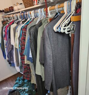 w17- (See Video) Closet full of mens clothing. Size L to XL. Size 10-10.5 shoes - Image 3