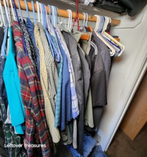 w17- (See Video) Closet full of mens clothing. Size L to XL. Size 10-10.5 shoes - Image 4