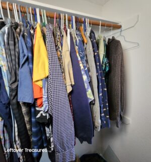 w17- (See Video) Closet full of mens clothing. Size L to XL. Size 10-10.5 shoes - Image 6