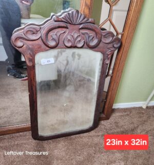 w45- antique Victorian-style hand-carved oak wall mirror