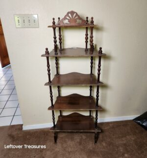 w48- Victorian-style dark brown wooden etagere - Image 4