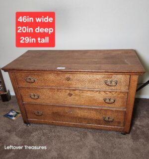 w57- Antique 3 Drawer Dresser Chest