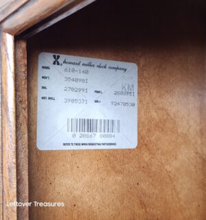 w86- Howard Miller Model 610-160 Grandfather Clock. Weight removed. Sold with paperwork. Service records and original invoice - Image 8