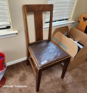 w87- antique leather seat side chair