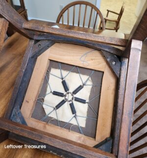 w87- antique leather seat side chair - Image 3