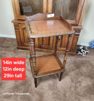 w92- antique Regency style wooden side table w/ leather top