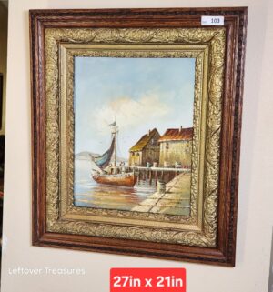 w103- Original Signed Oil Painting in a antique frame