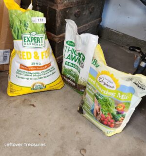 w133- Lawn products 1 is almost full. 1 is sealed