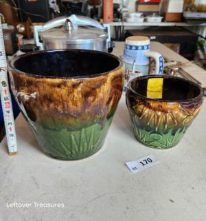 w170- Robinson Ransbottom Pottery (RRPCo) planters featuring a Sun and Moon design