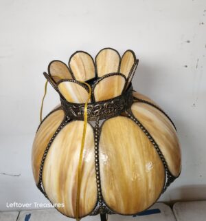 w208- Annabelle style table lamp featuring a handcrafted slag glass shade - Image 3