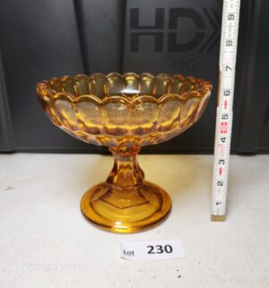 w230- Fenton Colonial Amber Thumbprint Anniversary Bowl