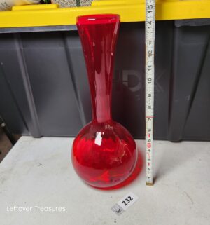 w232- Red Handblown Glass Vase