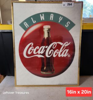 w264- 1995 framed Coca-Cola Always button poster