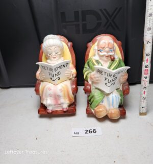 w266- vintage Lefton Retirement Fund ceramic piggy banks