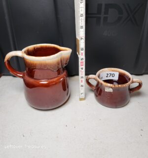 w270- brown drip glaze ceramic pieces, by McCoy Pottery