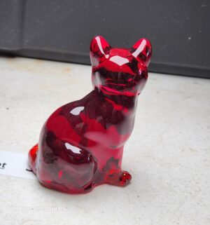 w327- Fenton Art Glass ruby red sitting cat figurine - Image 3
