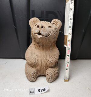 w328- Margaret Hudson clay bear sculpture.