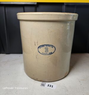w331- 3-gallon vintage stoneware crock by Marshall Pottery