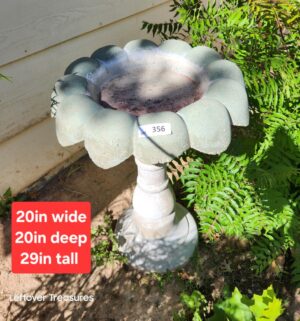 w356- Nina Studio Style Molded Concrete Bird Bath. Broken pedestal