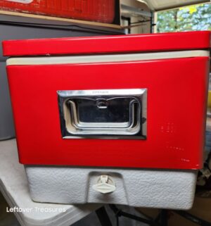 w360- 1960s vintage red Coleman metal ice chest w/ original box! - Image 4
