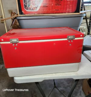 w360- 1960s vintage red Coleman metal ice chest w/ original box! - Image 5