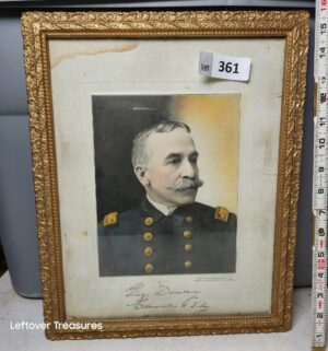 w361- historic Signed chromolithograph print featuring George Dewey, the only person in United States history to attain the rank of Admiral of the Navy