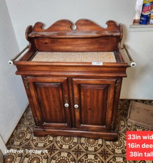 x122- Pennsylvania House Style pine dry sink with a tiled top surface