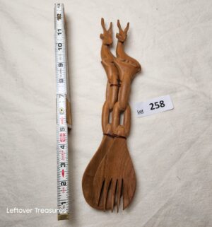 x258- handmade African gazelle wooden salad servers
