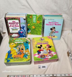 x286- vintage Sesame Street and Mickey Mouse Little Golden Book box sets