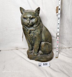x322- Vintage Painted Cast Stone CAT DOORSTOP Art Deco Style