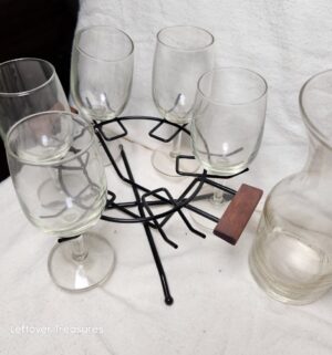 x343- vintage Libbey 7-piece wine caddy set - Image 4