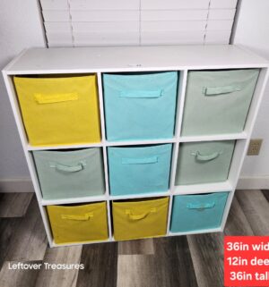 y19- Fabic storage bins w/ shelving unit