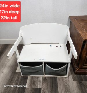 y25- Delta Children MySize Activity Bench with fabric storage bins
